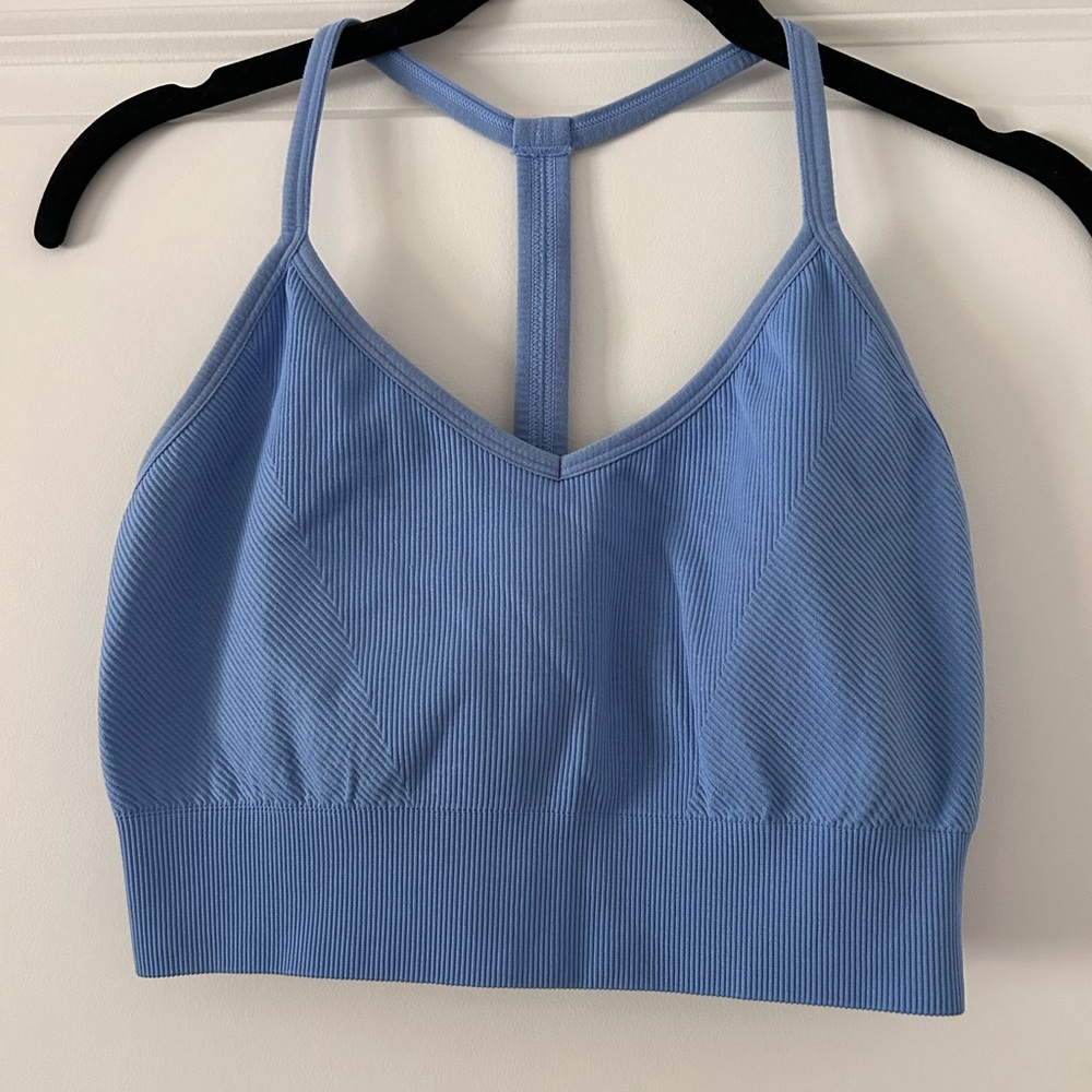 Blue Seamless Sports bra with Y-Back Design XS